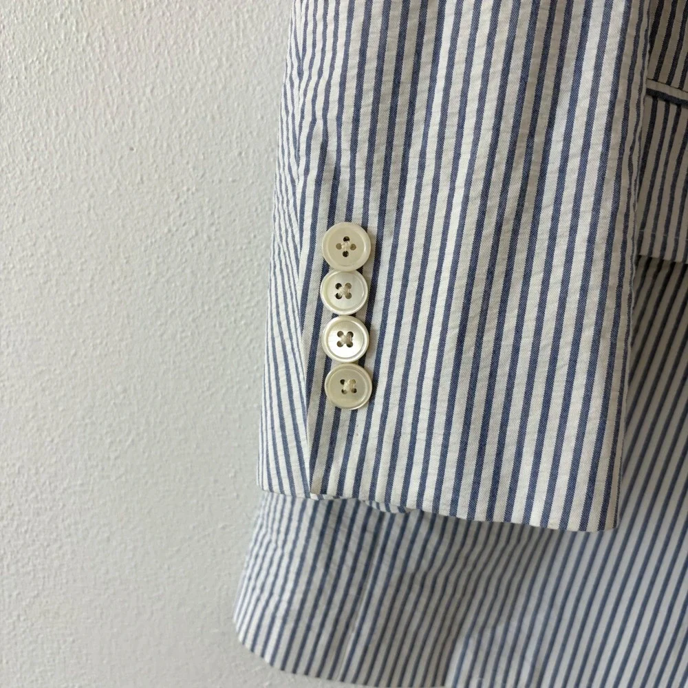 Brooks Brothers Sport Coat Mens 43R Blue White Seersucker Madison 1818 Blazer
